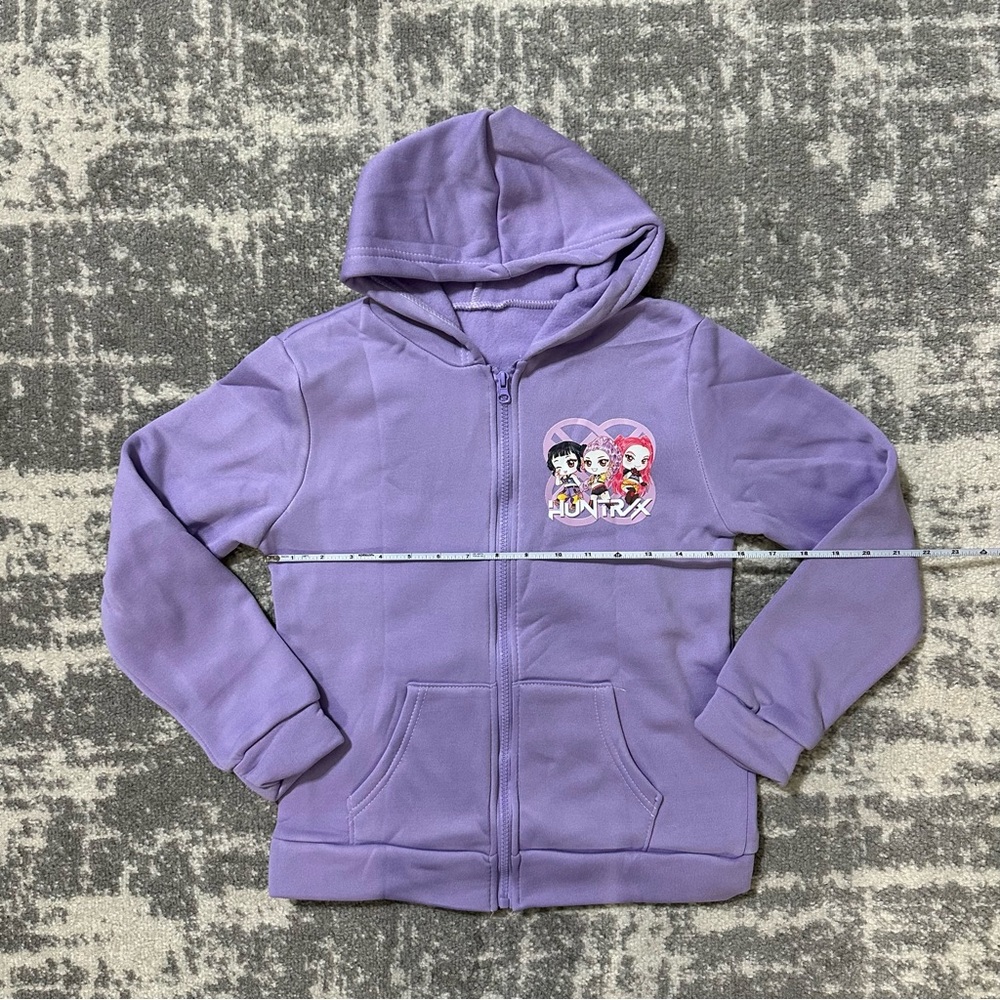 Kpop Demon Hunters Zip Hoodie Kids Sweatshirt Girl Boy Jacket Purple 130 Age 7-8 - Picture 3 of 6